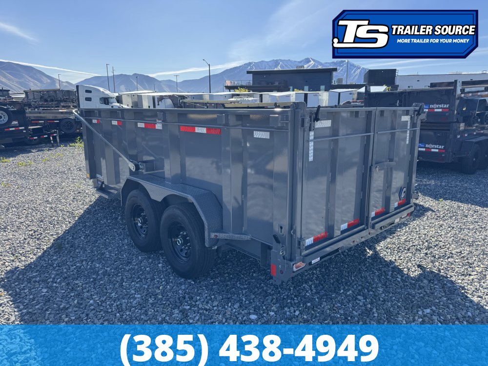7x14 Diamond C LPT 207 Dump Trailer - 44" Sides - 15.5K GVWR - 14 Ply Tires, Hydraulic Jack(s), Long Arm Tarp