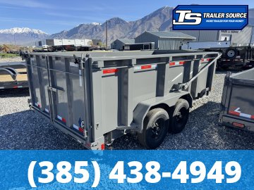 7x14 Diamond C LPT 207 Dump Trailer - 44" Sides - 15.5K GVWR - 14 Ply Tires, Hydraulic Jack(s), Long Arm Tarp