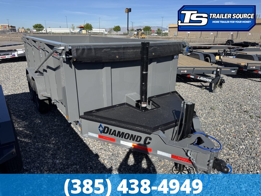 7x14 Diamond C LPT 207 Dump Trailer - 44" Sides - 15.5K GVWR - 14 Ply Tires, Hydraulic Jack(s), Long Arm Tarp