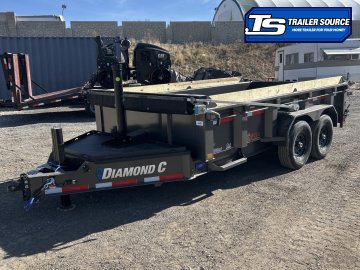 7x14 Diamond C LPT 207 Dump Trailer - 24" Sides - 15.5K GVWR - 12" Cross Member Upgrade, 14 Ply Tires, 7 Gauge Floor and Walls, Board Brackets, Hydraulic Jack(s), Long Arm Tarp