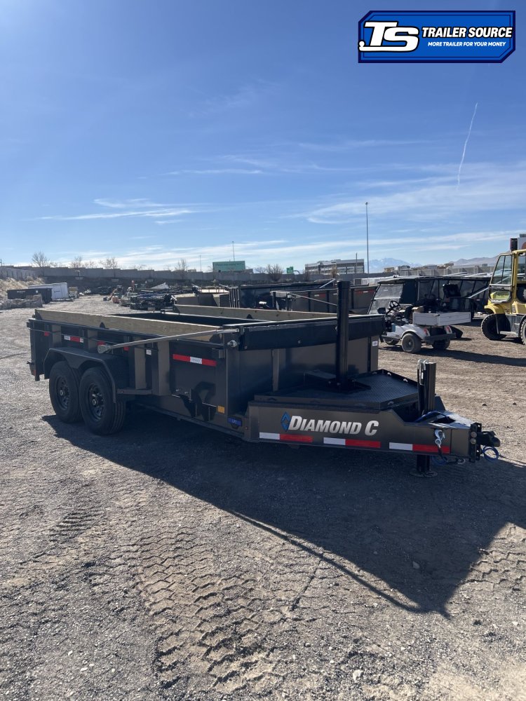 7x14 Diamond C LPT 207 Dump Trailer - 24" Sides - 15.5K GVWR - 12" Cross Member Upgrade, 14 Ply Tires, 7 Gauge Floor and Walls, Board Brackets, Hydraulic Jack(s), Long Arm Tarp
