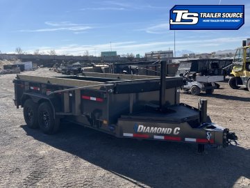 7x14 Diamond C LPT 207 Dump Trailer - 24" Sides - 15.5K GVWR - 12" Cross Member Upgrade, 14 Ply Tires, 7 Gauge Floor and Walls, Board Brackets, Hydraulic Jack(s), Long Arm Tarp