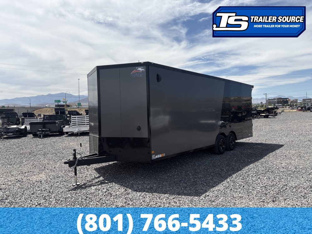 8.5x24 American Hauler Mach Enclosed Car Hauler Trailer - 7'6" Interior - 10K GVWR - .080 PolyCor, Black Out Package, Rear Spoiler w/ Load Lights
