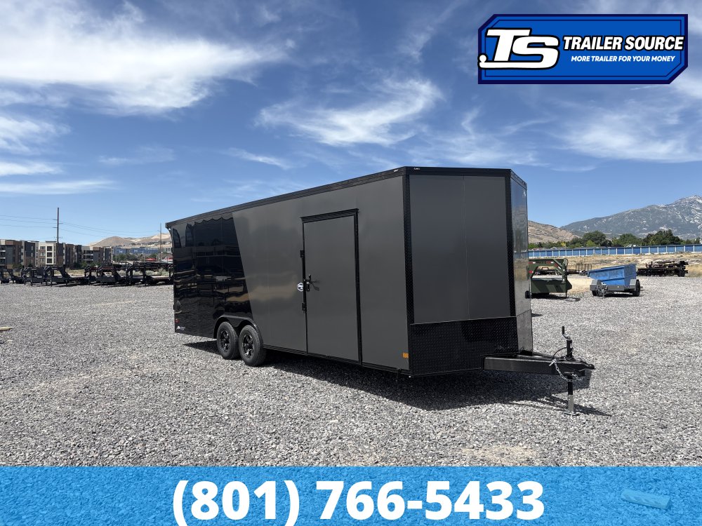 8.5x24 American Hauler Mach Enclosed Car Hauler Trailer - 7'6" Interior - 10K GVWR - .080 PolyCor, Black Out Package, Rear Spoiler w/ Load Lights