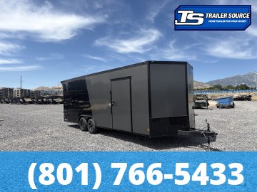 8.5x24 American Hauler Mach Enclosed Car Hauler Trailer - 7'6" Interior - 10K GVWR - .080 PolyCor, Black Out Package, Rear Spoiler w/ Load Lights
