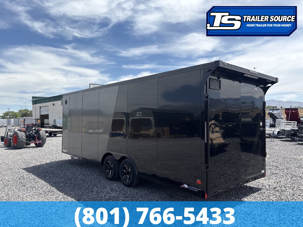 8.5x24 American Hauler Mach Enclosed Car Hauler Trailer - 7'6" Interior - 10K GVWR - .080 PolyCor, Black Out Package, Rear Spoiler w/ Load Lights