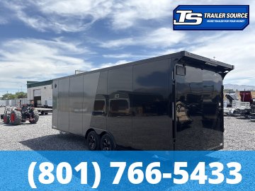 8.5x24 American Hauler Mach Enclosed Car Hauler Trailer - 7'6" Interior - 10K GVWR - .080 PolyCor, Black Out Package, Rear Spoiler w/ Load Lights