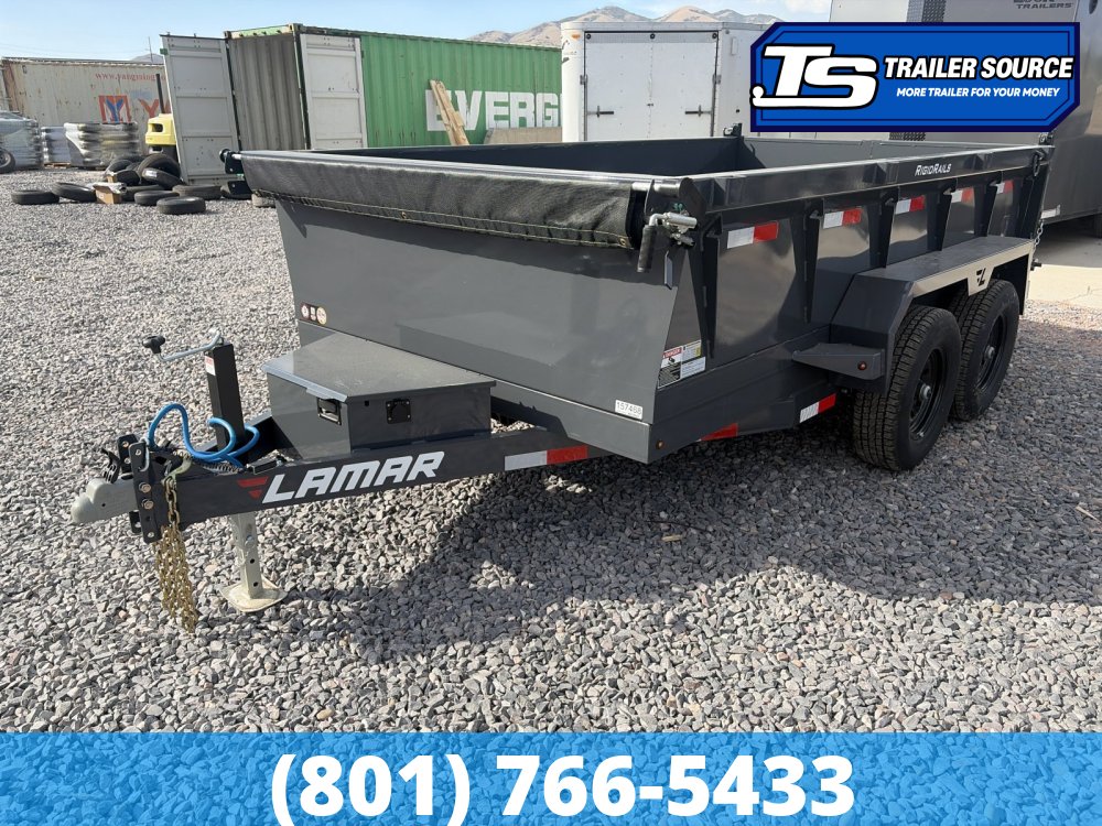 6.5x12 Lamar DM Dump Trailer - 24" Sides - 10K GVWR - Spreader Gate