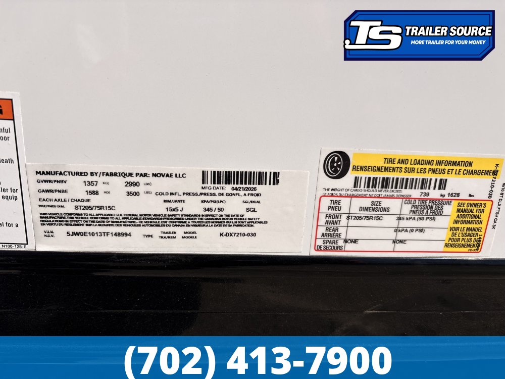 6x10 Look ST DLX Enclosed Cargo Trailer - 6'6" Interior - 3.5K GVWR - .080 PolyCor, 16" Cross Member Upgrade, Rear Spoiler w/ Load Lights