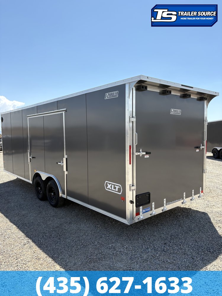 8.5x24 Alcom Aluminum EZ Hauler XLT Auto Trailer - 7'0" Interior - 10K GVWR - .080 PolyCor, Dovetail, Rear Spoiler w/ Load Lights, Translucent Roof, Ultimate Escape Door