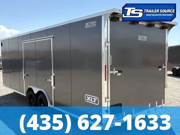 8.5x24 Alcom Aluminum EZ Hauler XLT Auto Trailer - 7'0" Interior - 10K GVWR - .080 PolyCor, Dovetail, Rear Spoiler w/ Load Lights, Translucent Roof, Ultimate Escape Door
