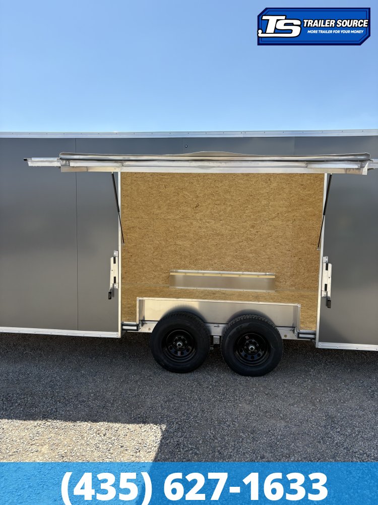 8.5x24 Alcom Aluminum EZ Hauler XLT Auto Trailer - 7'0" Interior - 10K GVWR - .080 PolyCor, Dovetail, Rear Spoiler w/ Load Lights, Translucent Roof, Ultimate Escape Door
