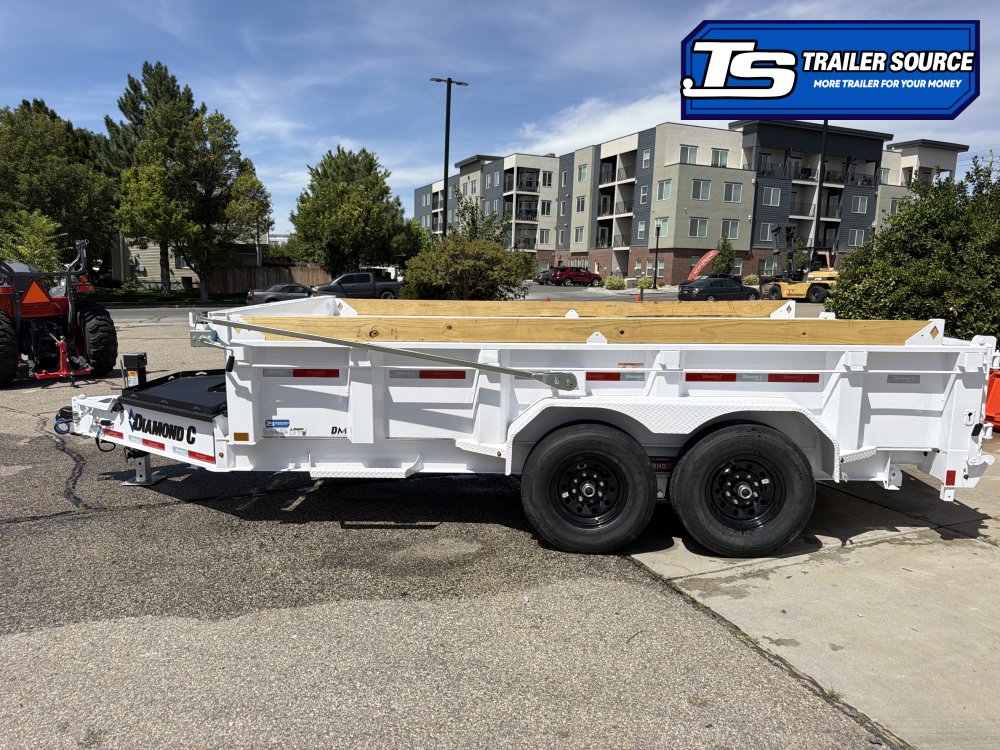 7x14 Diamond C LPT 207 Dump Trailer - 24" Sides - 15.5K GVWR - 14 Ply Tires, 2-Speed Jack, 5 Stage Telescopic, Board Brackets, Long Arm Tarp