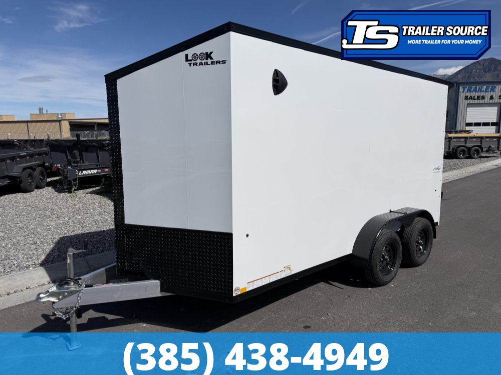 7x14 Look Vision Enclosed Car Hauler Trailer - 7'6" Interior - 7K GVWR - Black Out Package, Rear Spoiler w/ Load Lights