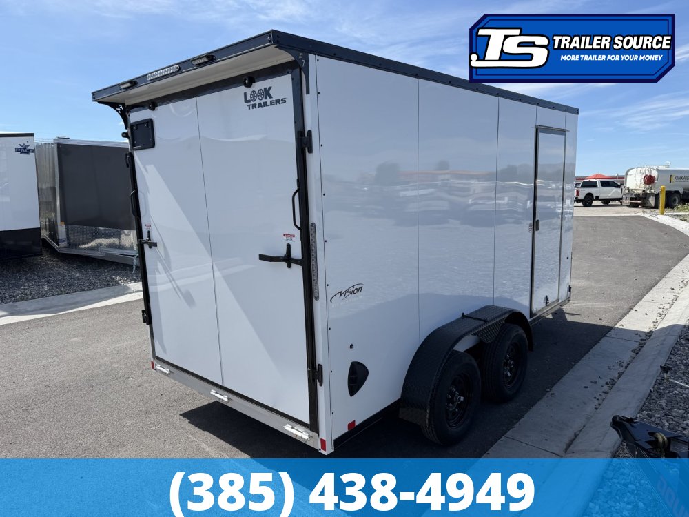 7x14 Look Vision Enclosed Car Hauler Trailer - 7'6" Interior - 7K GVWR - Black Out Package, Rear Spoiler w/ Load Lights