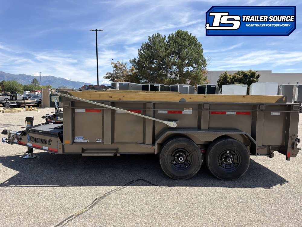 7x14 Diamond C LPT 207 Dump Trailer - 32" Sides - 15.5K GVWR - 14 Ply Tires, 2-Speed Jack, 5 Stage Telescopic, Board Brackets, Long Arm Tarp