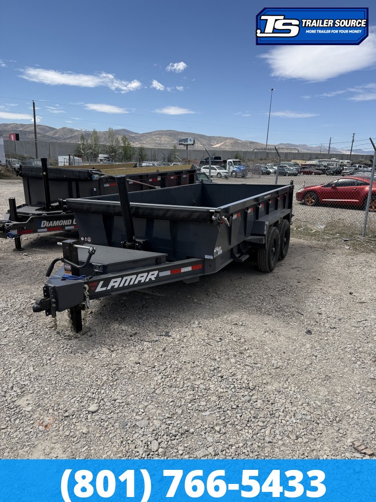 7x14 Lamar DT Dump Trailer - 24" Sides - 14K GVWR - Stabilizer Jacks, Telescopic