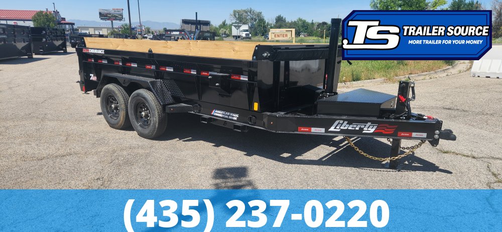 7x14 Liberty LD Dump Trailer - 24" Sides - 15.4K GVWR - 7 Gauge Floor, Board Brackets, Fork Holders, Telescopic