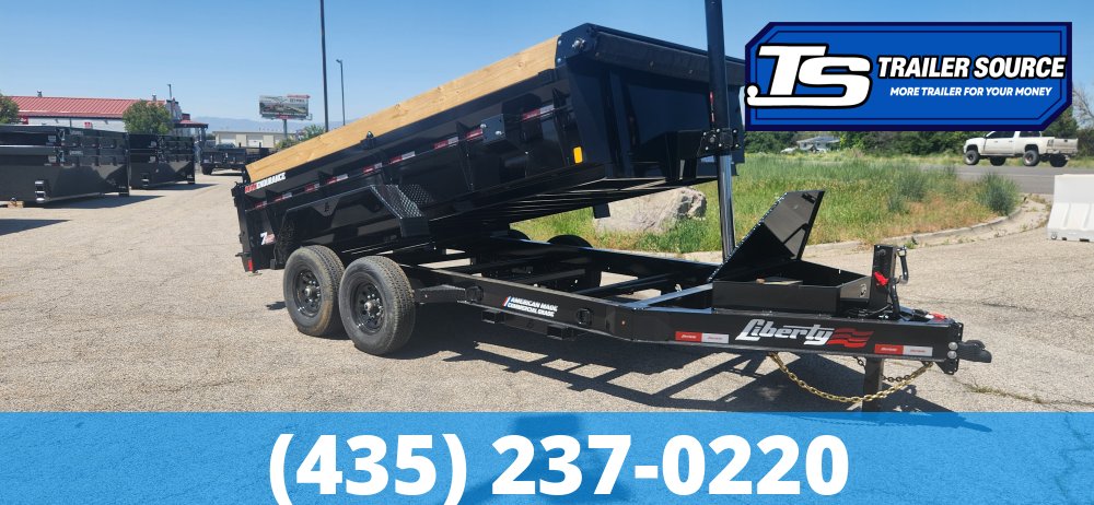 7x14 Liberty LD Dump Trailer - 24" Sides - 15.4K GVWR - 7 Gauge Floor, Board Brackets, Fork Holders, Telescopic