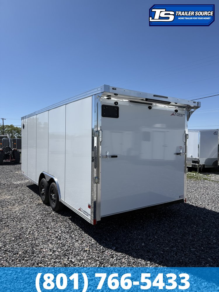 8.5x20 American Hauler Mach Enclosed Car Hauler Trailer - 7'0" Interior - 10K GVWR - .080 PolyCor, Rear Spoiler w/ Load Lights