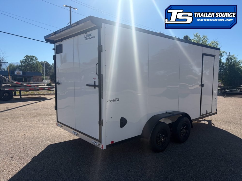 7x16 Look Vision Aluminum Enclosed Cargo Trailer - 7K GVWR - Black Out Package, Ramp Door, Rear Spoiler w/ Load Lights