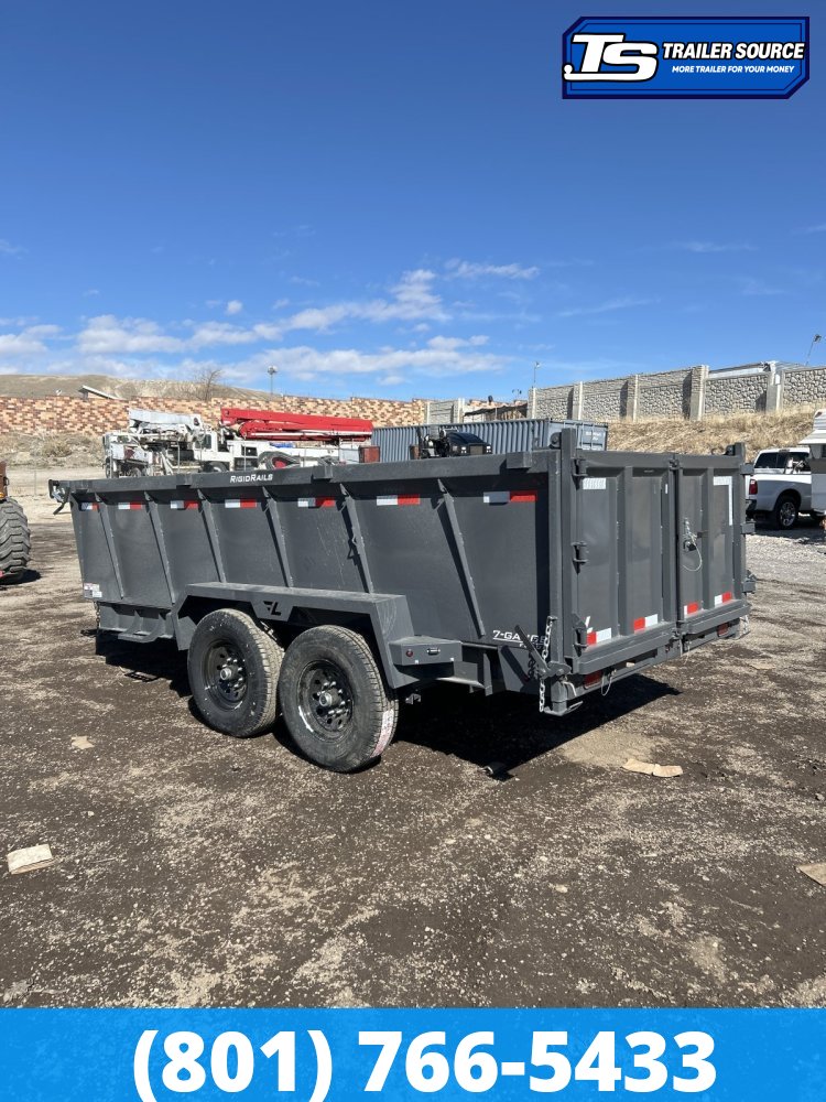7x14 Lamar DT Dump Trailer - 36" Sides - 14K GVWR - Stabilizer Jacks, Telescopic