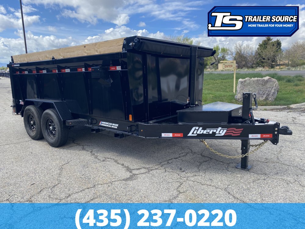 7x14 Liberty LD Dump Trailer - 40" Sides - 15.4K GVWR - Fork Holders