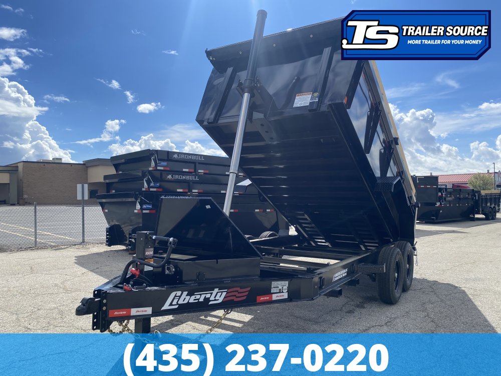 7x14 Liberty LD Dump Trailer - 40" Sides - 15.4K GVWR - Fork Holders