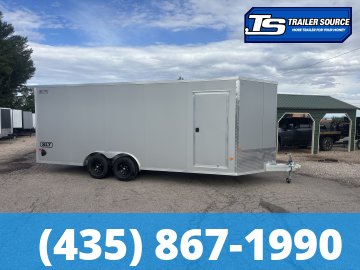8.5x20 Alcom Aluminum EZ Hauler XLT Auto Trailer - 7'0" Interior - 10K GVWR - .080 PolyCor, Dovetail, Rear Spoiler, Translucent Roof, Ultimate Escape Door