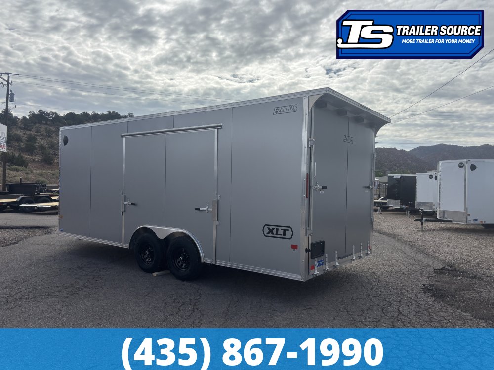 8.5x20 Alcom Aluminum EZ Hauler XLT Auto Trailer - 7'0" Interior - 10K GVWR - .080 PolyCor, Dovetail, Rear Spoiler, Translucent Roof, Ultimate Escape Door