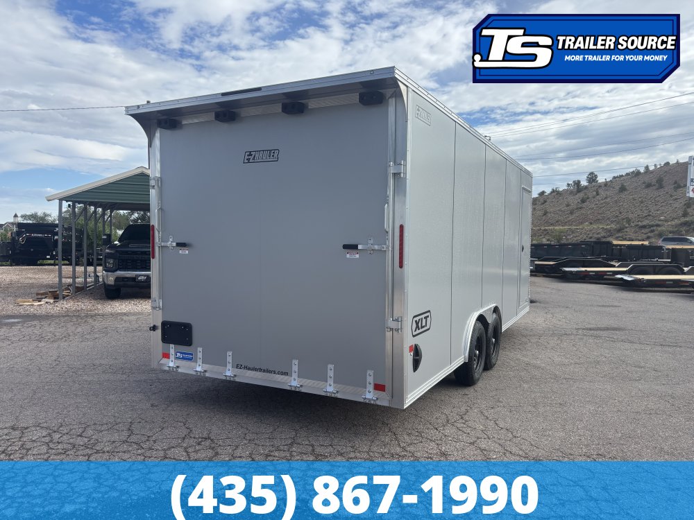 8.5x20 Alcom Aluminum EZ Hauler XLT Auto Trailer - 7'0" Interior - 10K GVWR - .080 PolyCor, Dovetail, Rear Spoiler, Translucent Roof, Ultimate Escape Door