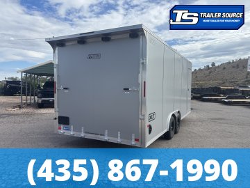 8.5x20 Alcom Aluminum EZ Hauler XLT Auto Trailer - 7'0" Interior - 10K GVWR - .080 PolyCor, Dovetail, Rear Spoiler, Translucent Roof, Ultimate Escape Door