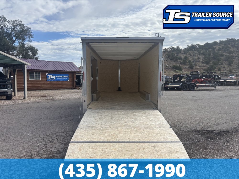 8.5x20 Alcom Aluminum EZ Hauler XLT Auto Trailer - 7'0" Interior - 10K GVWR - .080 PolyCor, Dovetail, Rear Spoiler, Translucent Roof, Ultimate Escape Door