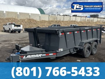 7x14 Lamar DT Dump Trailer - 36" Sides - 14K GVWR - Stabilizer Jacks, Telescopic