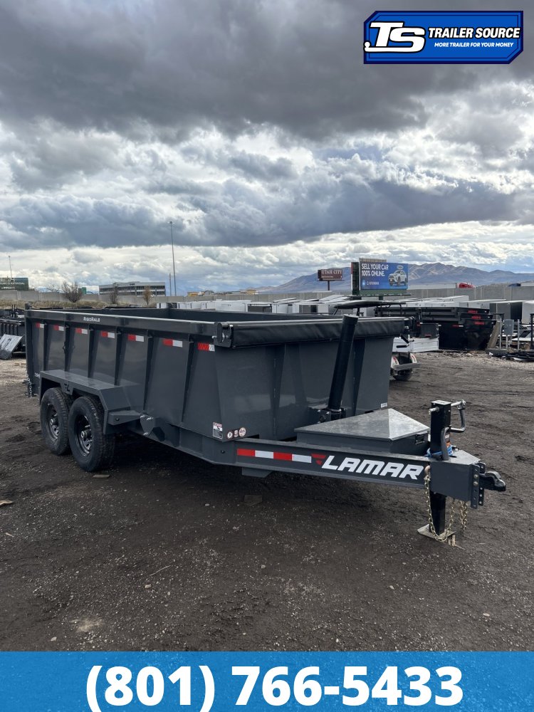 7x14 Lamar DT Dump Trailer - 36" Sides - 14K GVWR - Stabilizer Jacks, Telescopic
