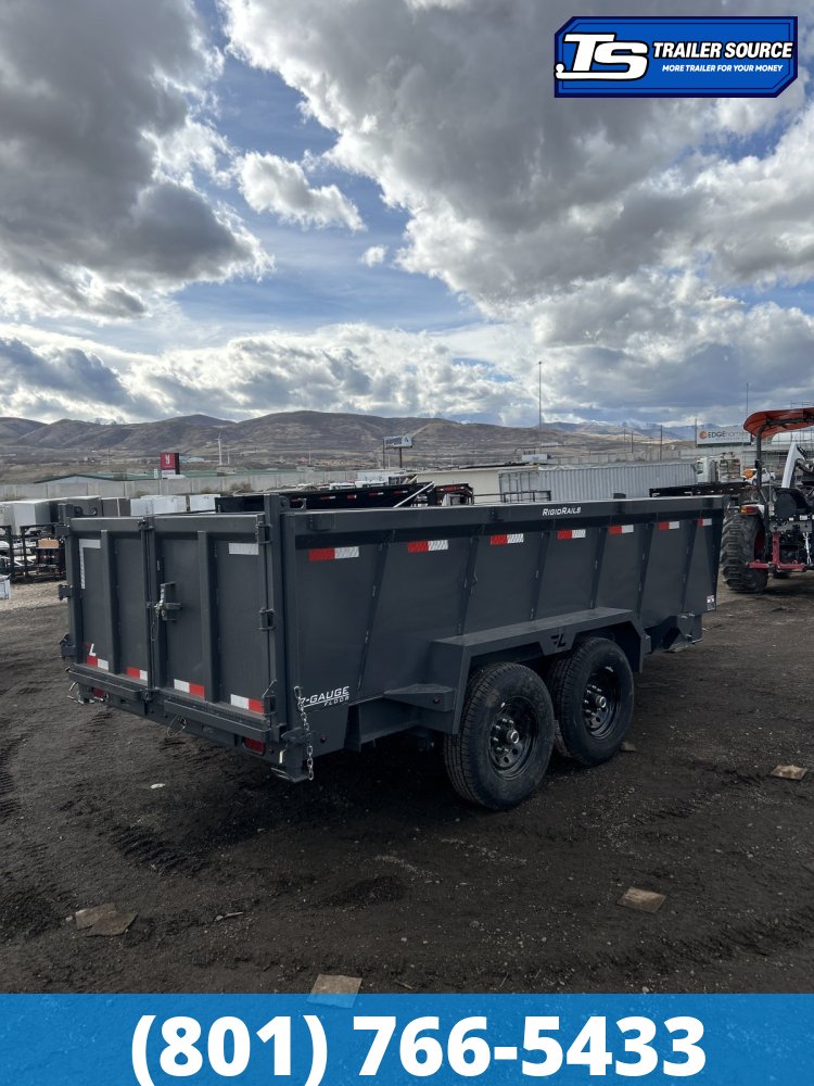 7x14 Lamar DT Dump Trailer - 36" Sides - 14K GVWR - Stabilizer Jacks, Telescopic