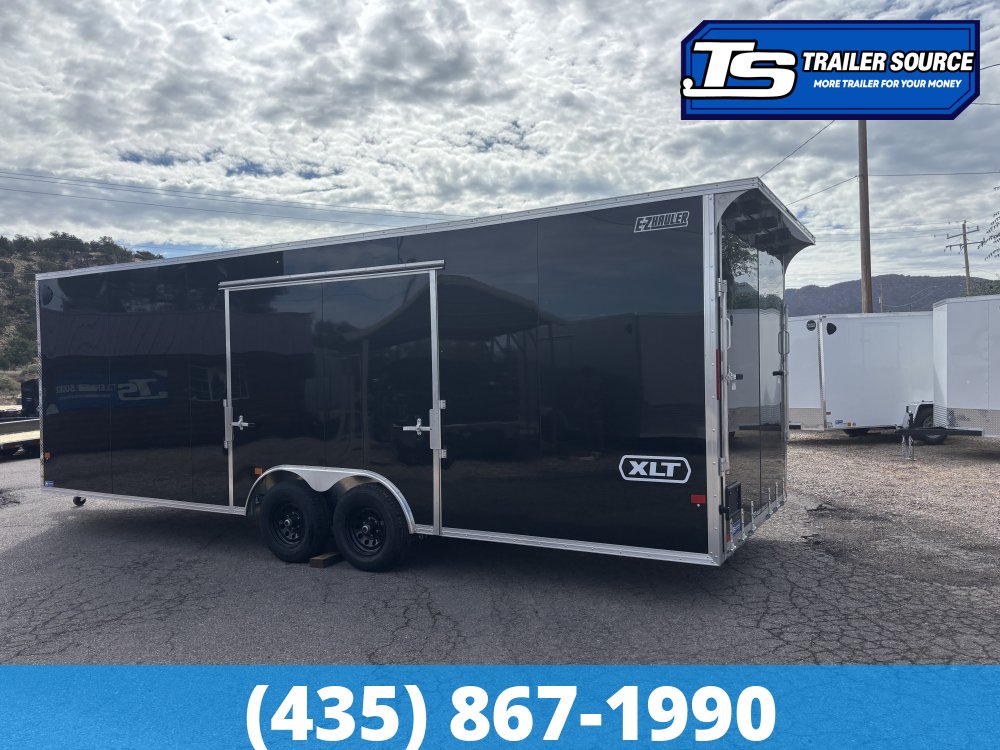 8.5x24 Alcom Aluminum EZ Hauler XLT Auto Trailer - 7'0" Interior - 10K GVWR - .080 PolyCor, Dovetail, Rear Spoiler, Translucent Roof, Ultimate Escape Door