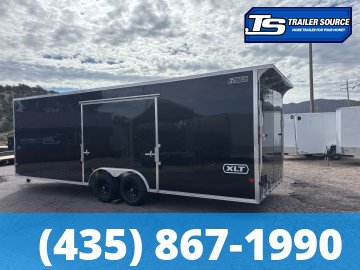 8.5x24 Alcom Aluminum EZ Hauler XLT Auto Trailer - 7'0" Interior - 10K GVWR - .080 PolyCor, Dovetail, Rear Spoiler, Translucent Roof, Ultimate Escape Door