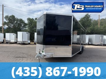 8.5x24 Alcom Aluminum EZ Hauler XLT Auto Trailer - 7'0" Interior - 10K GVWR - .080 PolyCor, Dovetail, Rear Spoiler, Translucent Roof, Ultimate Escape Door
