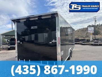 8.5x24 Alcom Aluminum EZ Hauler XLT Auto Trailer - 7'0" Interior - 10K GVWR - .080 PolyCor, Dovetail, Rear Spoiler, Translucent Roof, Ultimate Escape Door