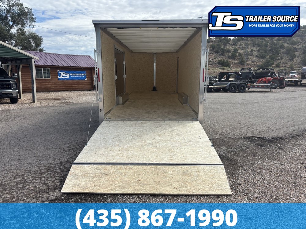 8.5x24 Alcom Aluminum EZ Hauler XLT Auto Trailer - 7'0" Interior - 10K GVWR - .080 PolyCor, Dovetail, Rear Spoiler, Translucent Roof, Ultimate Escape Door