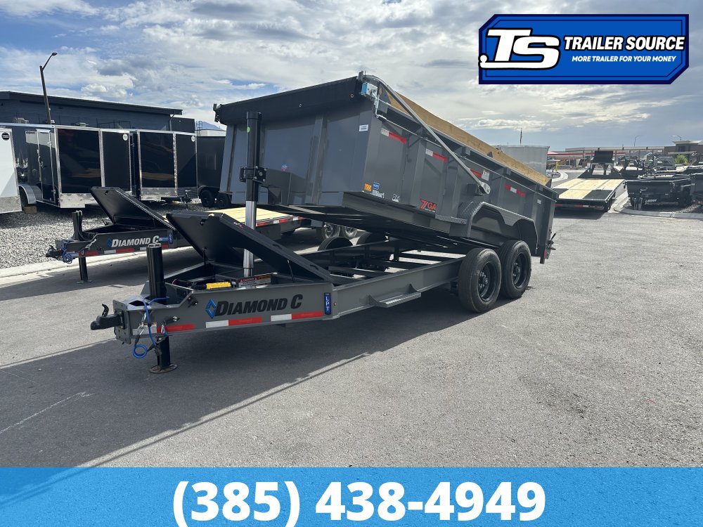 7x14 Diamond C LPT 208 Dump Trailer - 32" Sides - 18K GVWR - 18 Ply Tires, 7 Gauge Floor and Walls, Hydraulic Jack(s)