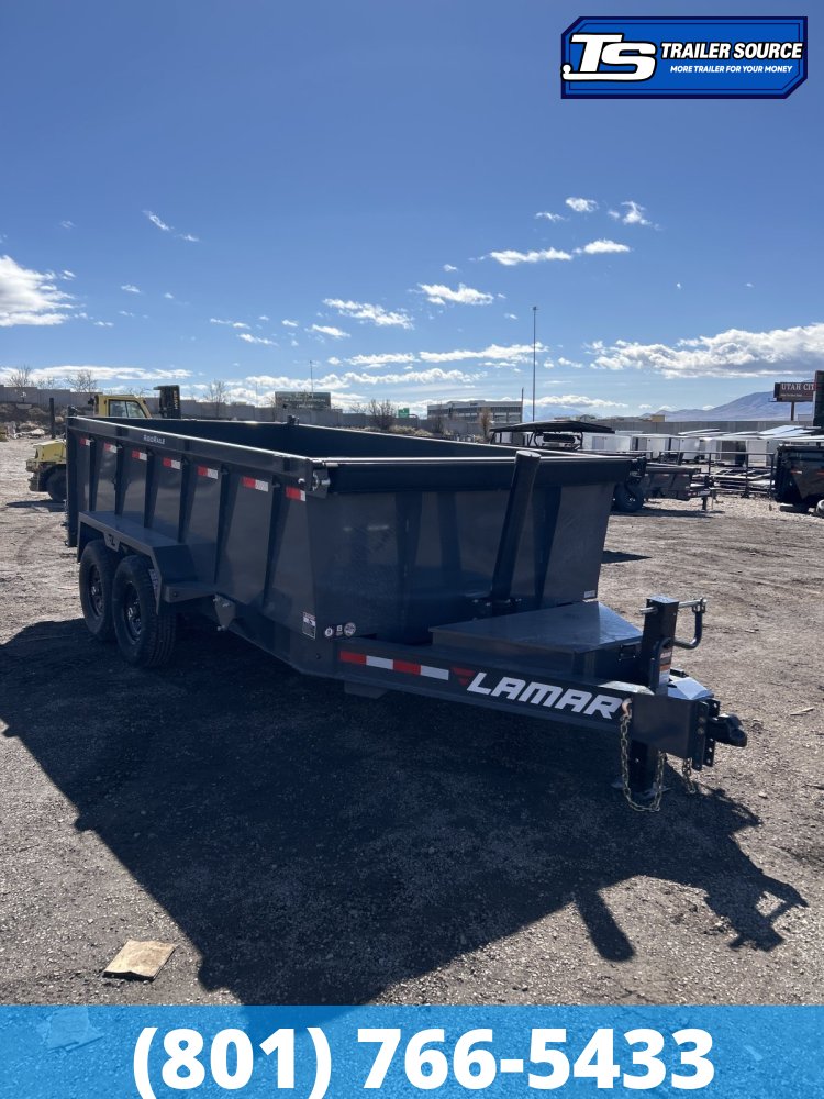 7x14 Lamar DT Dump Trailer - 36" Sides - 14K GVWR - Stabilizer Jacks, Telescopic