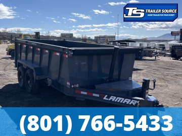 7x14 Lamar DT Dump Trailer - 36" Sides - 14K GVWR - Stabilizer Jacks, Telescopic
