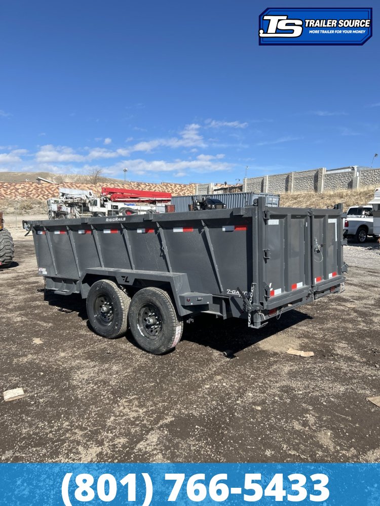 7x14 Lamar DT Dump Trailer - 36" Sides - 14K GVWR - Stabilizer Jacks, Telescopic