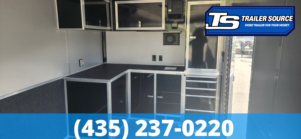 8.5x34 American Hauler Silver Hawk Enclosed Car Hauler Trailer - 7'10" Interior - 18K GVWR - A/C Prep Package, Air Compressor Prep Pkg, Black Out Package, Dovetail, Extended Tongue