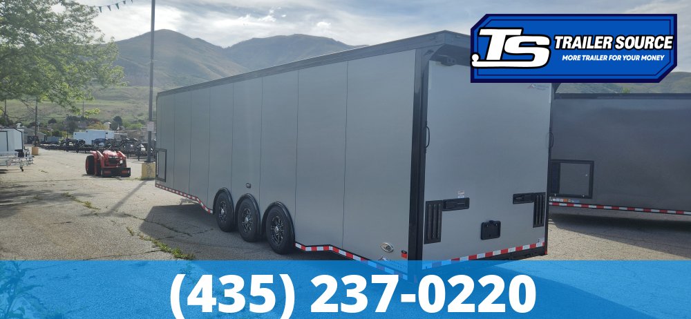 8.5x34 American Hauler Silver Hawk Enclosed Car Hauler Trailer - 7'10" Interior - 18K GVWR - A/C Prep Package, Air Compressor Prep Pkg, Black Out Package, Dovetail, Extended Tongue