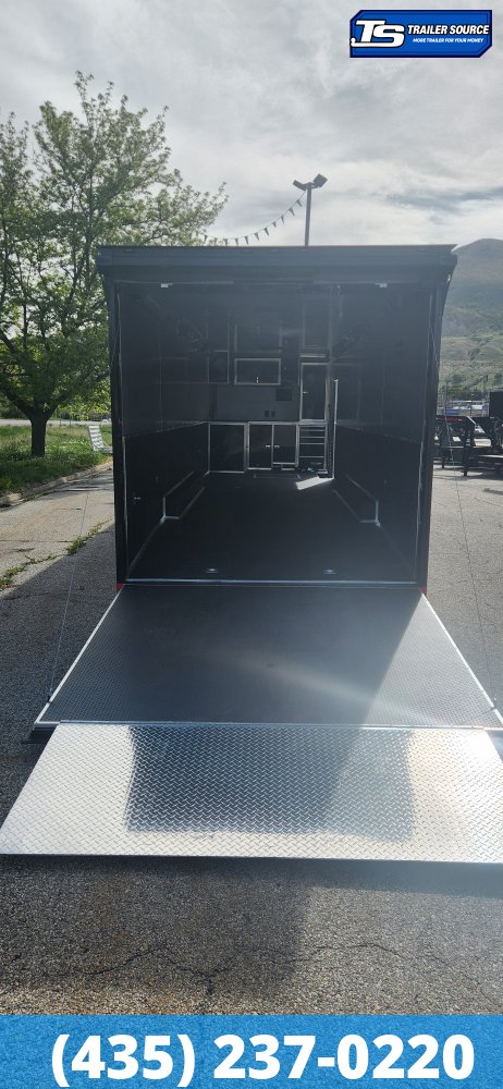8.5x34 American Hauler Silver Hawk Enclosed Car Hauler Trailer - 7'10" Interior - 18K GVWR - A/C Prep Package, Air Compressor Prep Pkg, Black Out Package, Dovetail, Extended Tongue
