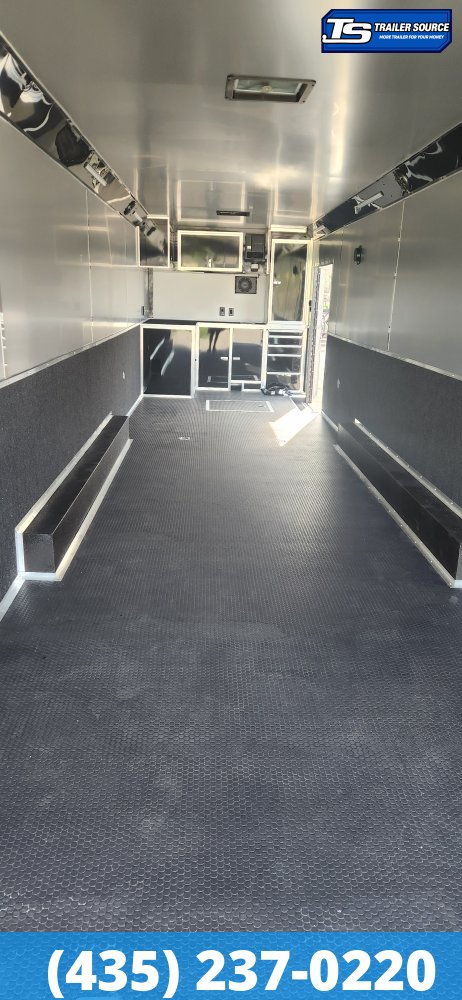 8.5x34 American Hauler Silver Hawk Enclosed Car Hauler Trailer - 7'10" Interior - 18K GVWR - A/C Prep Package, Air Compressor Prep Pkg, Black Out Package, Dovetail, Extended Tongue