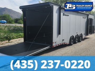 8.5x34 American Hauler Silver Hawk Enclosed Car Hauler Trailer - 7'10" Interior - 18K GVWR - A/C Prep Package, Air Compressor Prep Pkg, Black Out Package, Dovetail, Extended Tongue